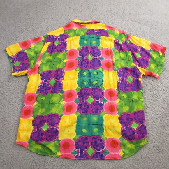 Vintage‎ Jams World Mens Hawaiian Shirt size XL Floral Patchwork Tropical - Picture 7 of 8